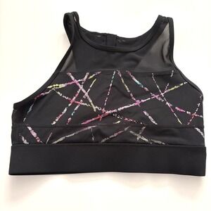 ZYIA One More Rep Black Mesh Panel Zip Front Sports Bra Athletic Activewear XS/S